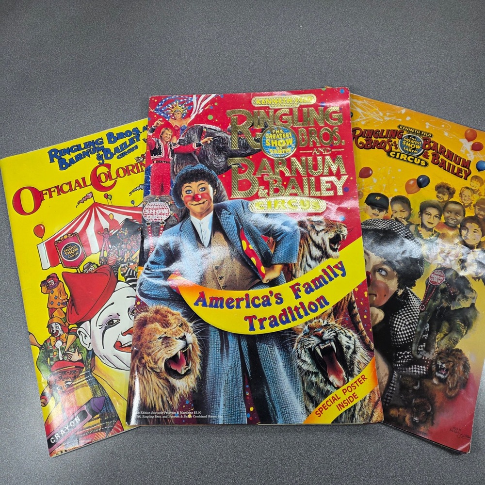 Ringling Bros Barnum & Bailey Circus Programs & Coloring Book Lot 3 1984 1991